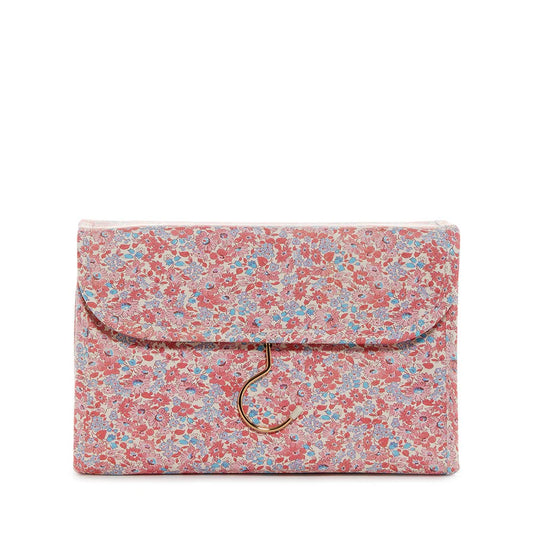 Hanging Toiletry Case - MARSEILLE WITH PINK PINSTRIPE LINER