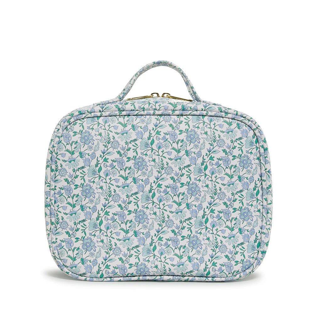Luxe TRVL Cosmetic Toiletry - Hamptons Floral with Chambray Pinstripe Liner