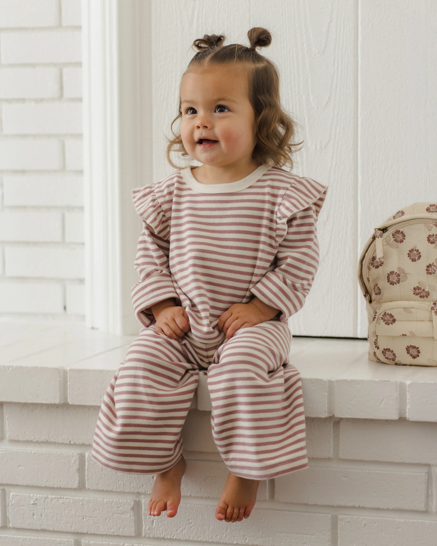 Ruffle Cozy Set - Mulberry Stripe