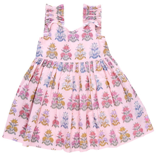 Girls Via Dress - Pink Flowerette