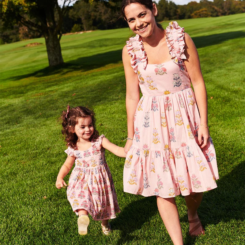 Girls Via Dress - Pink Flowerette