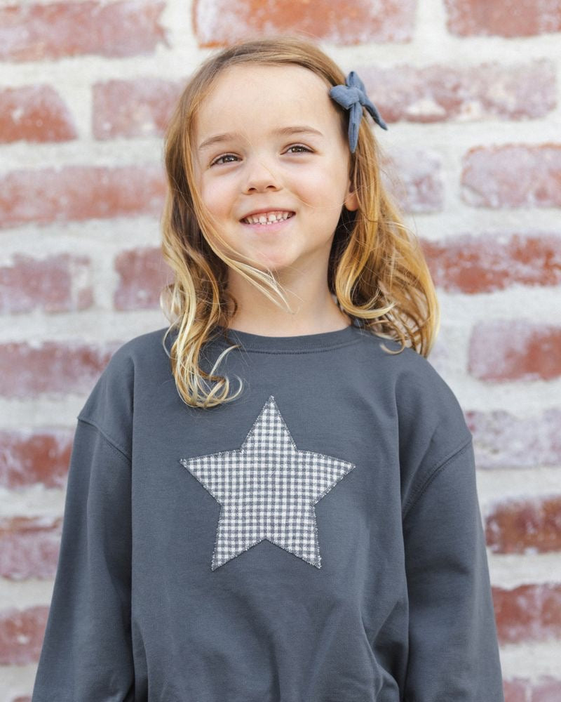 Pier Sweatshirt - Navy Gingham Star