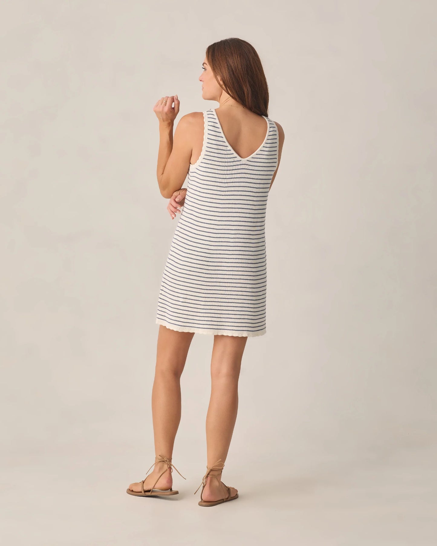 Women's Crochet Tank Mini Dress - Marine Stripe