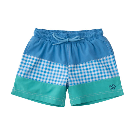Boogie Board Swim Trunk - Blue Gingham/Atlantis Green