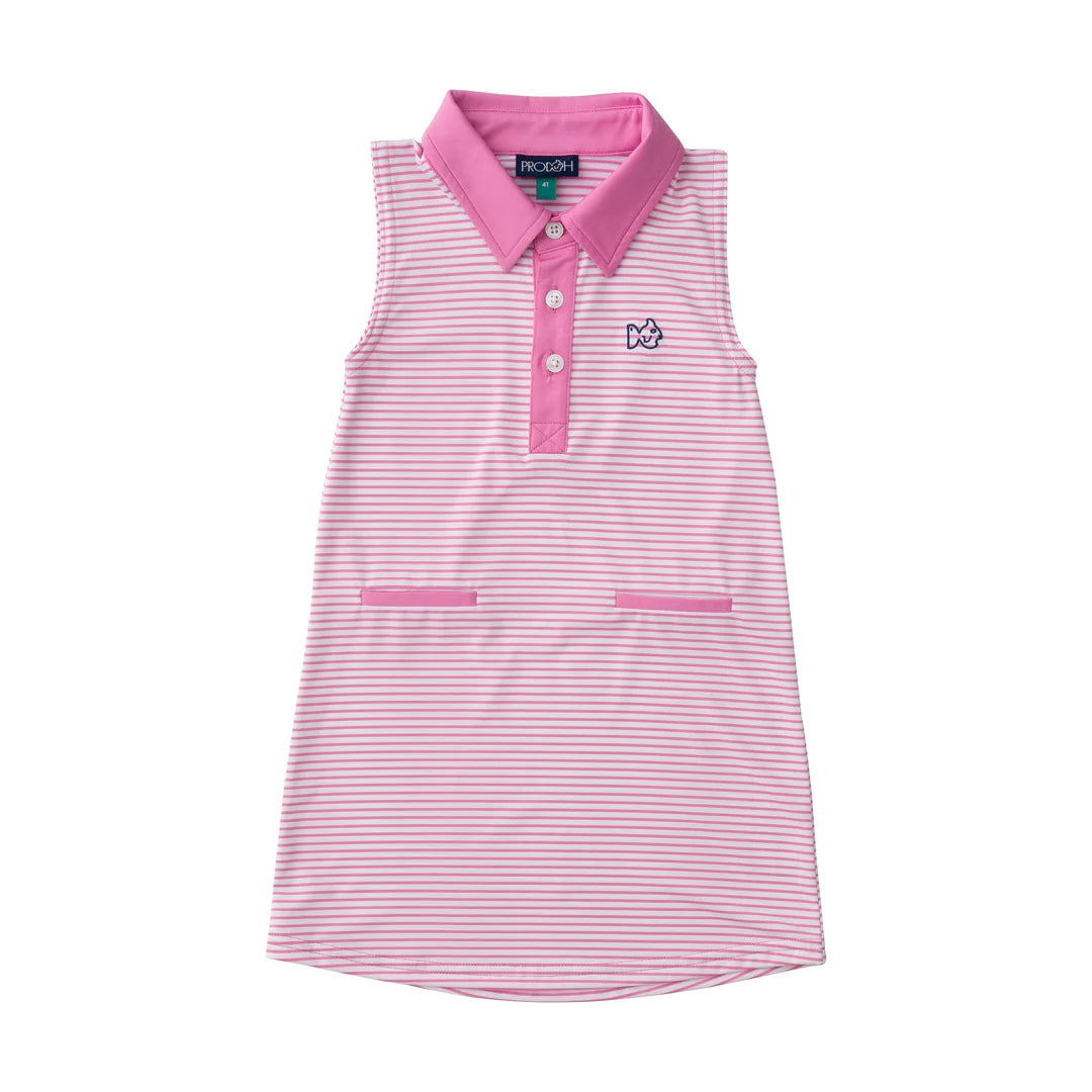 Sleeveless Polo Dress - Fuchsia Pink Stripe