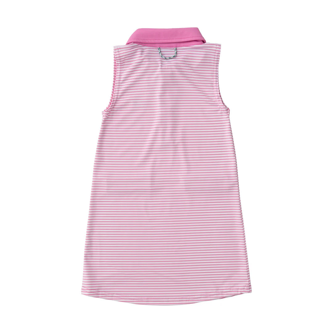 Sleeveless Polo Dress - Fuchsia Pink Stripe