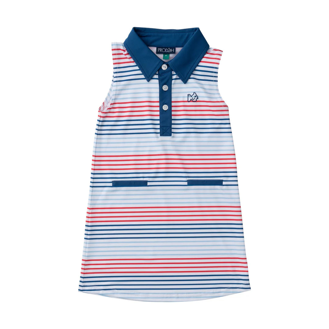 Sleeveless Polo Dress - American Stripe