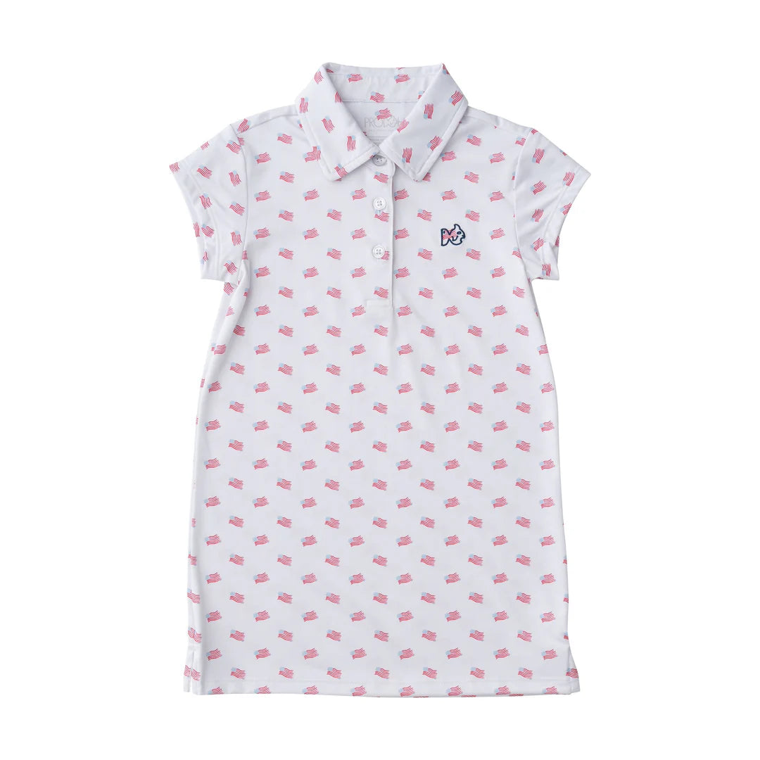 Sleeveless Polo Dress - American Flag Print