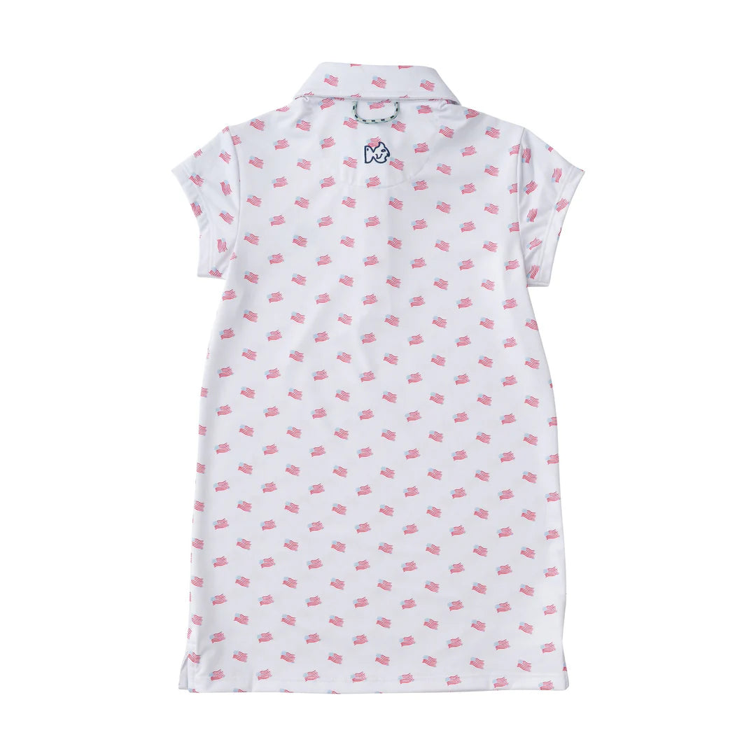 Sleeveless Polo Dress - American Flag Print