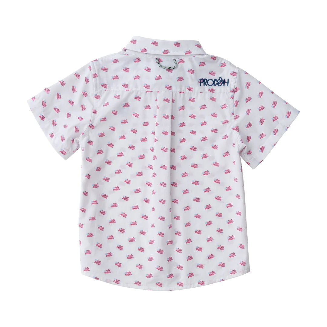 Short Sleeve Fishing Shirt - American Flag Print