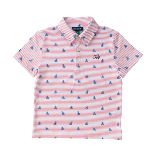 Pro Performance Polo - Fishing Boat/Coral Stripe