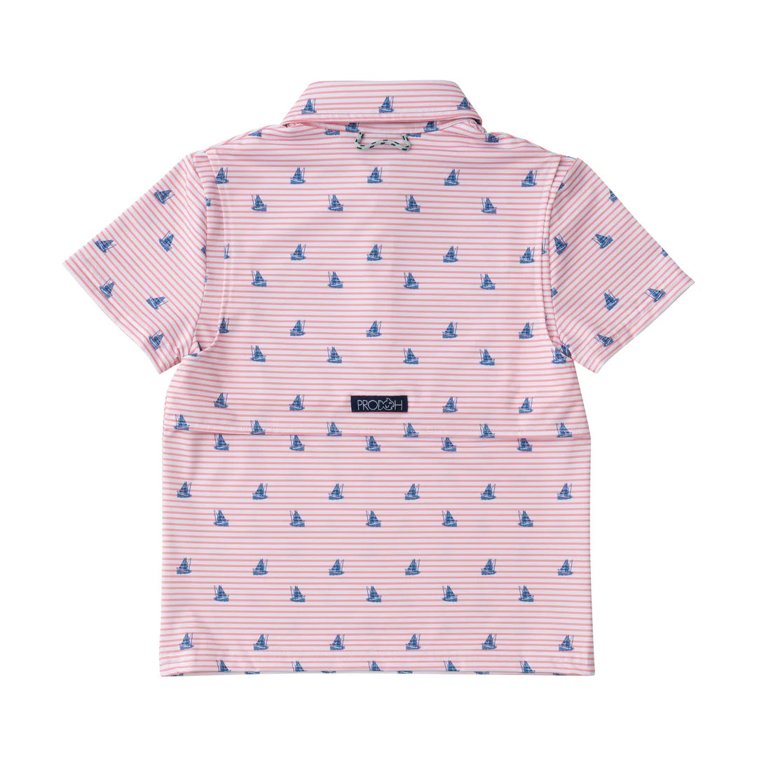 Pro Performance Polo - Fishing Boat/Coral Stripe
