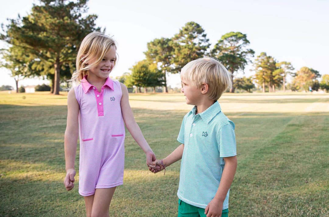 Sleeveless Polo Dress - Fuchsia Pink Stripe