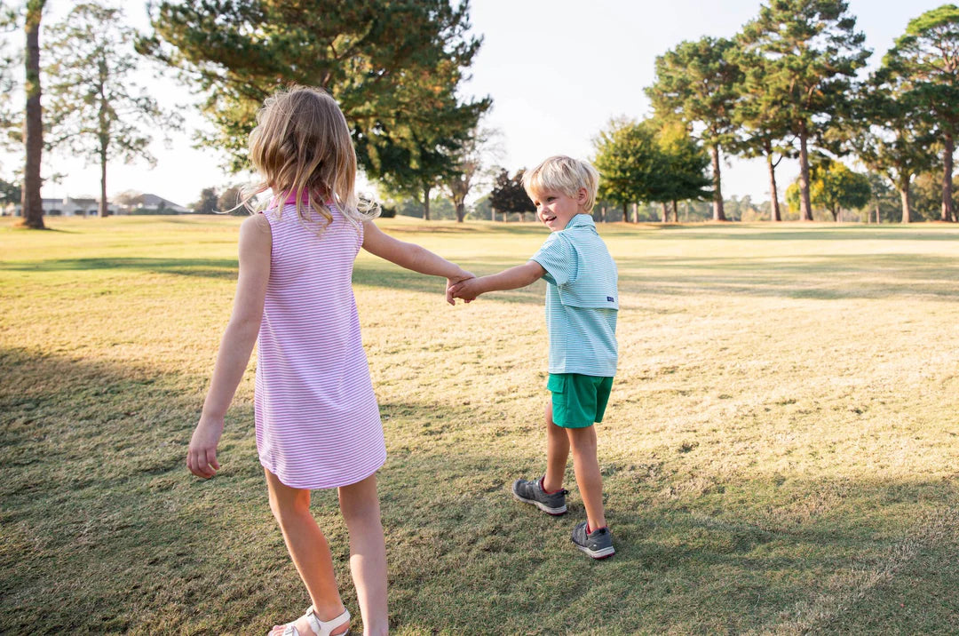Sleeveless Polo Dress - Fuchsia Pink Stripe