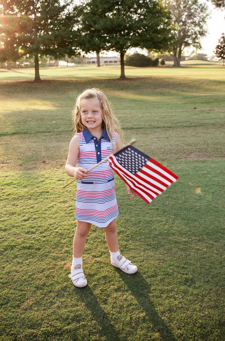 Sleeveless Polo Dress - American Stripe