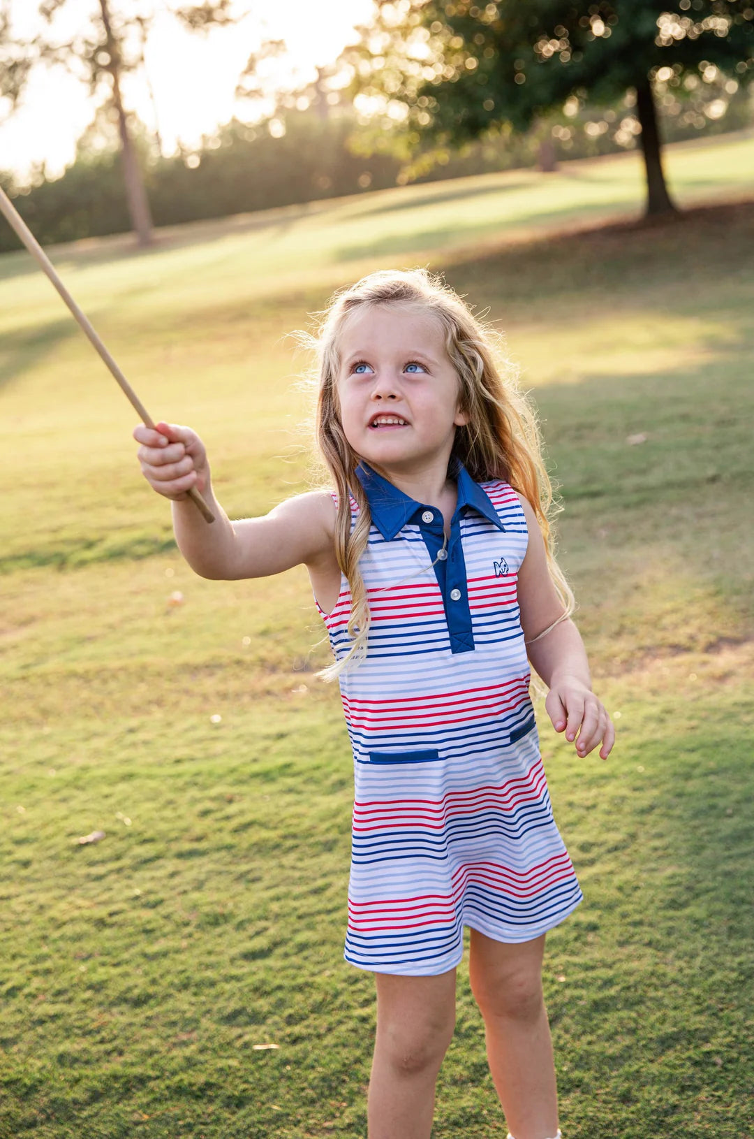 Sleeveless Polo Dress - American Stripe