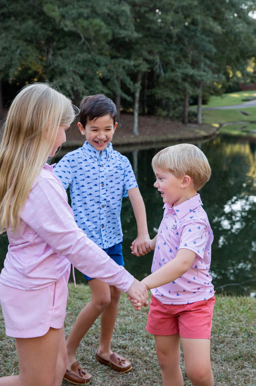Pro Performance Polo - Fishing Boat/Coral Stripe