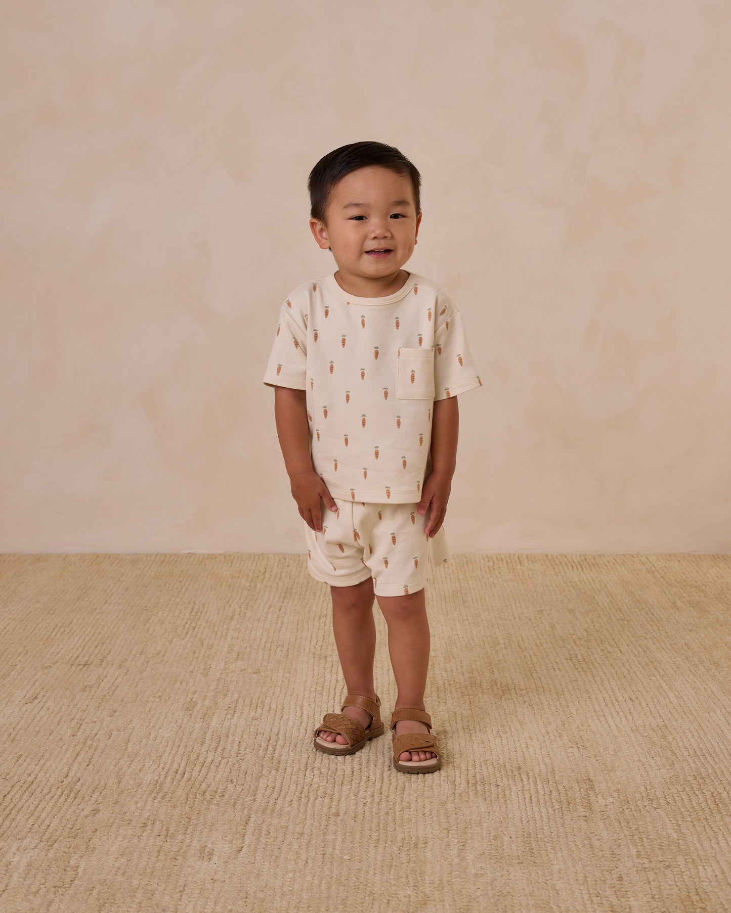 Boxy Pocket Tee + Short Set - Carrots