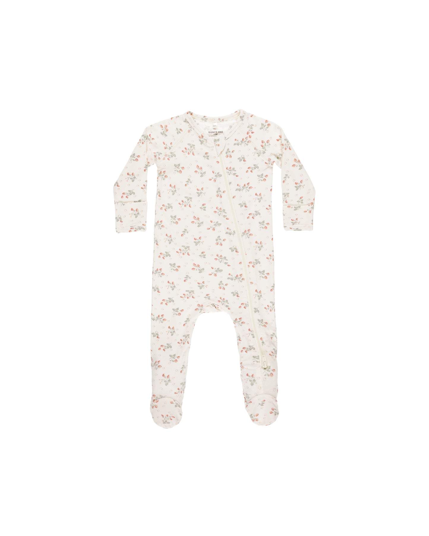 Bamboo Zip Footie - Strawberries