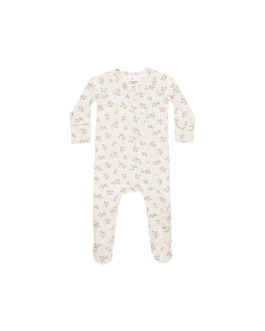 Bamboo Zip Footie - Strawberries
