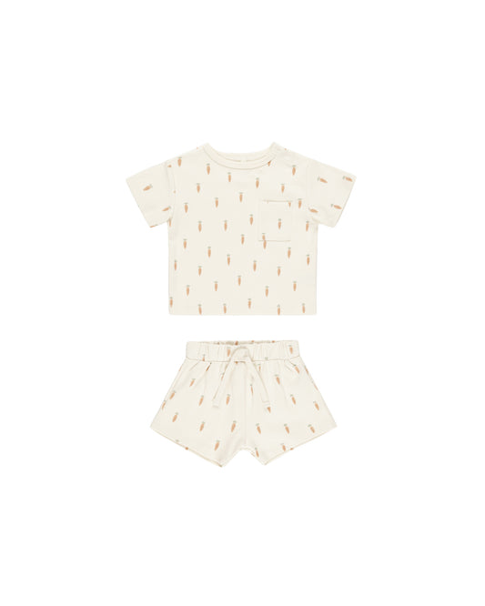 Boxy Pocket Tee + Short Set - Carrots