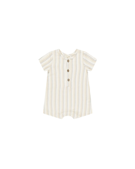 Short Sleeve Woven Romper - Summer Stripe