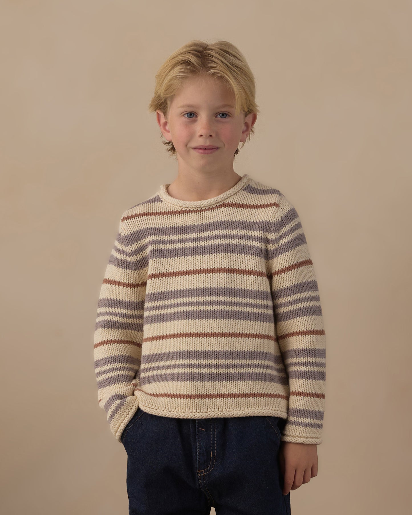Jacques Sweater Dusty Blue Stripe