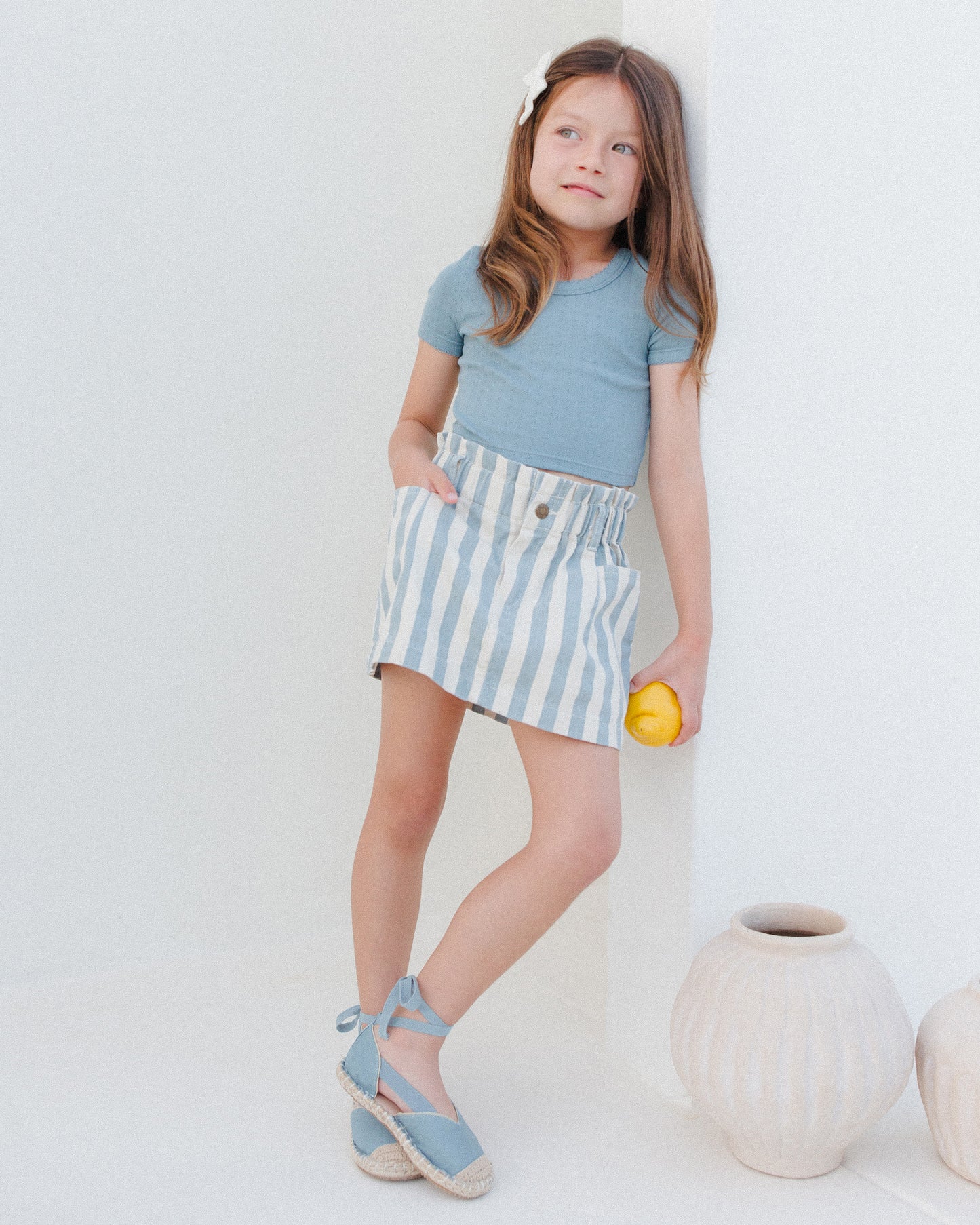 Denim Mini Skirt - Ocean Stripe