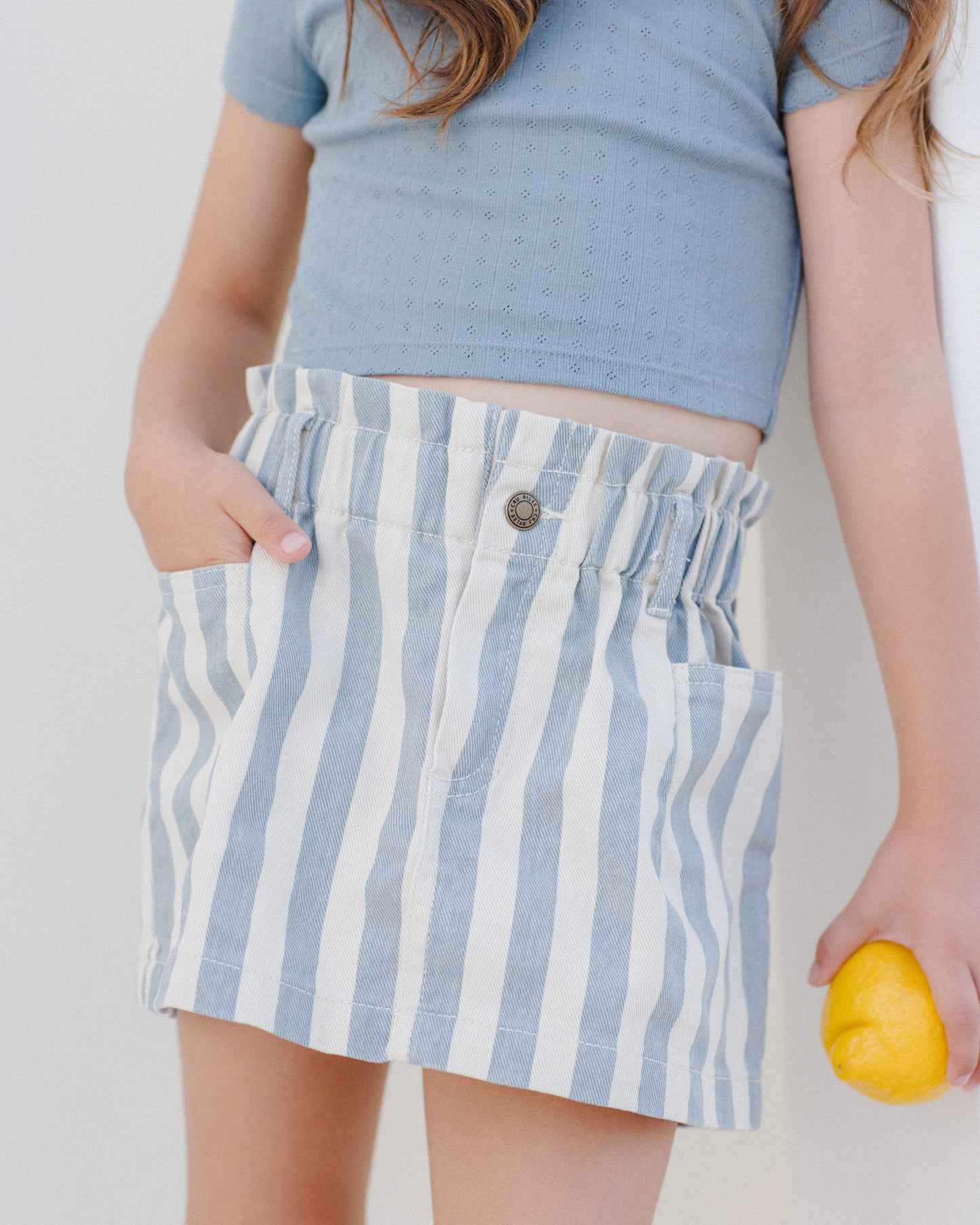 Denim Mini Skirt - Ocean Stripe