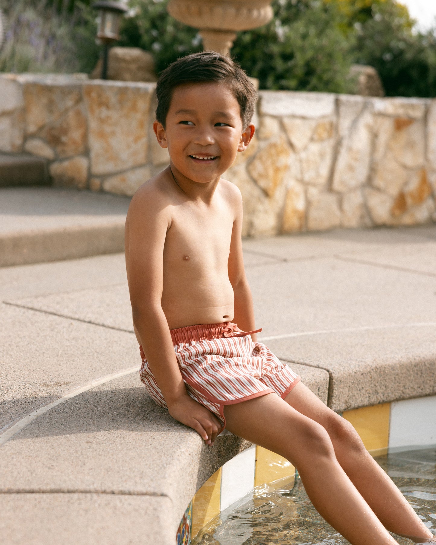 Poppy Pinstripe Swim Trunk
