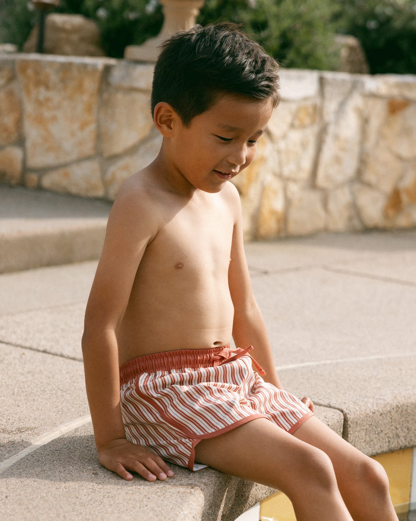 Poppy Pinstripe Swim Trunk