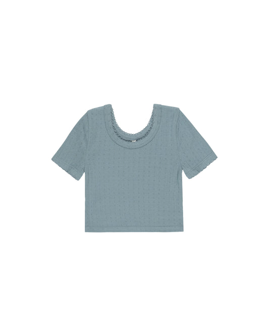 Pointelle Tee - Ocean