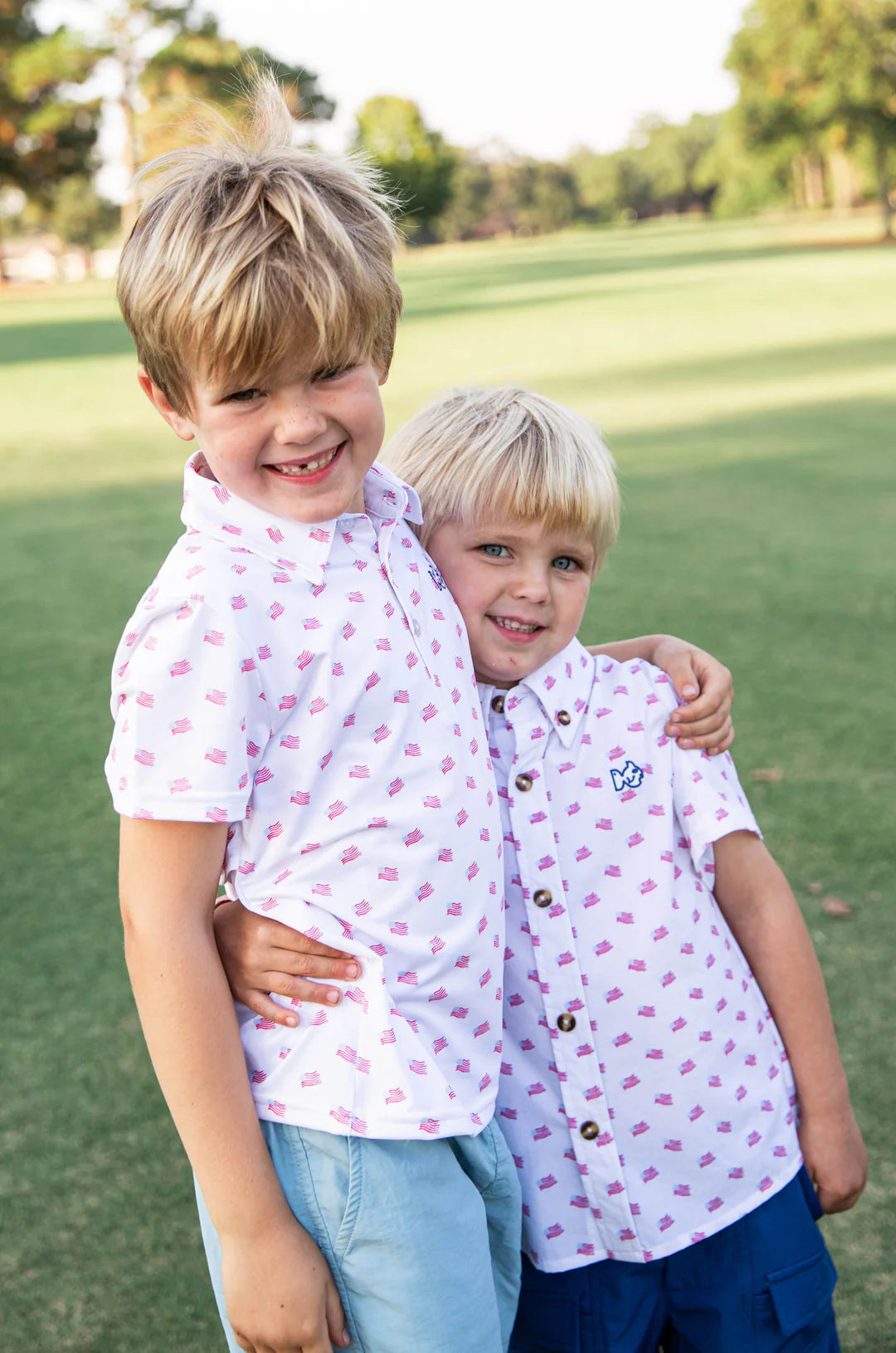 Short Sleeve Fishing Shirt - American Flag Print