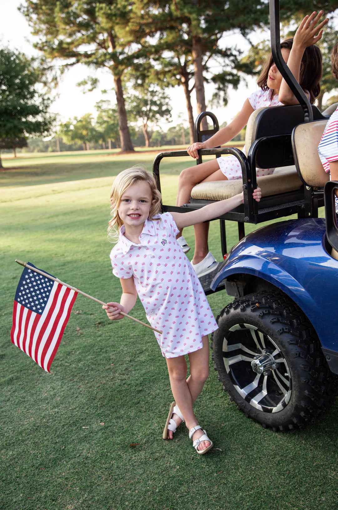Sleeveless Polo Dress - American Flag Print