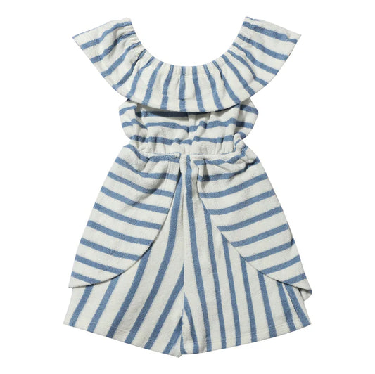 Dolly Romper - Blue Stripe Terry