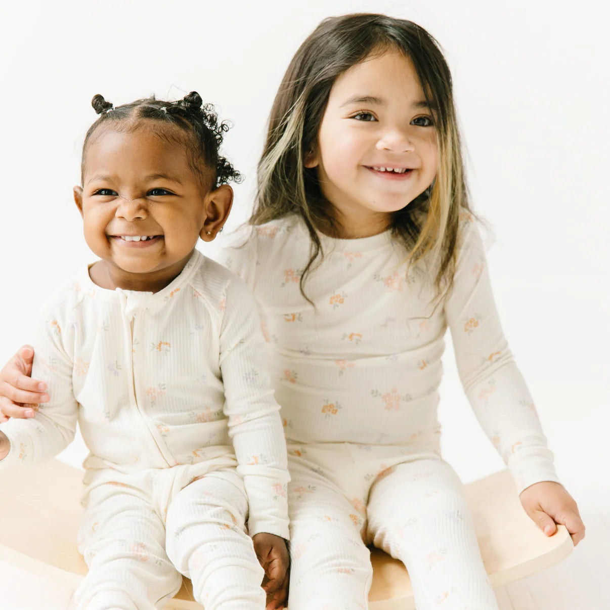 Brave Little Ones - Pastel Floral Ribbed Pajama Set