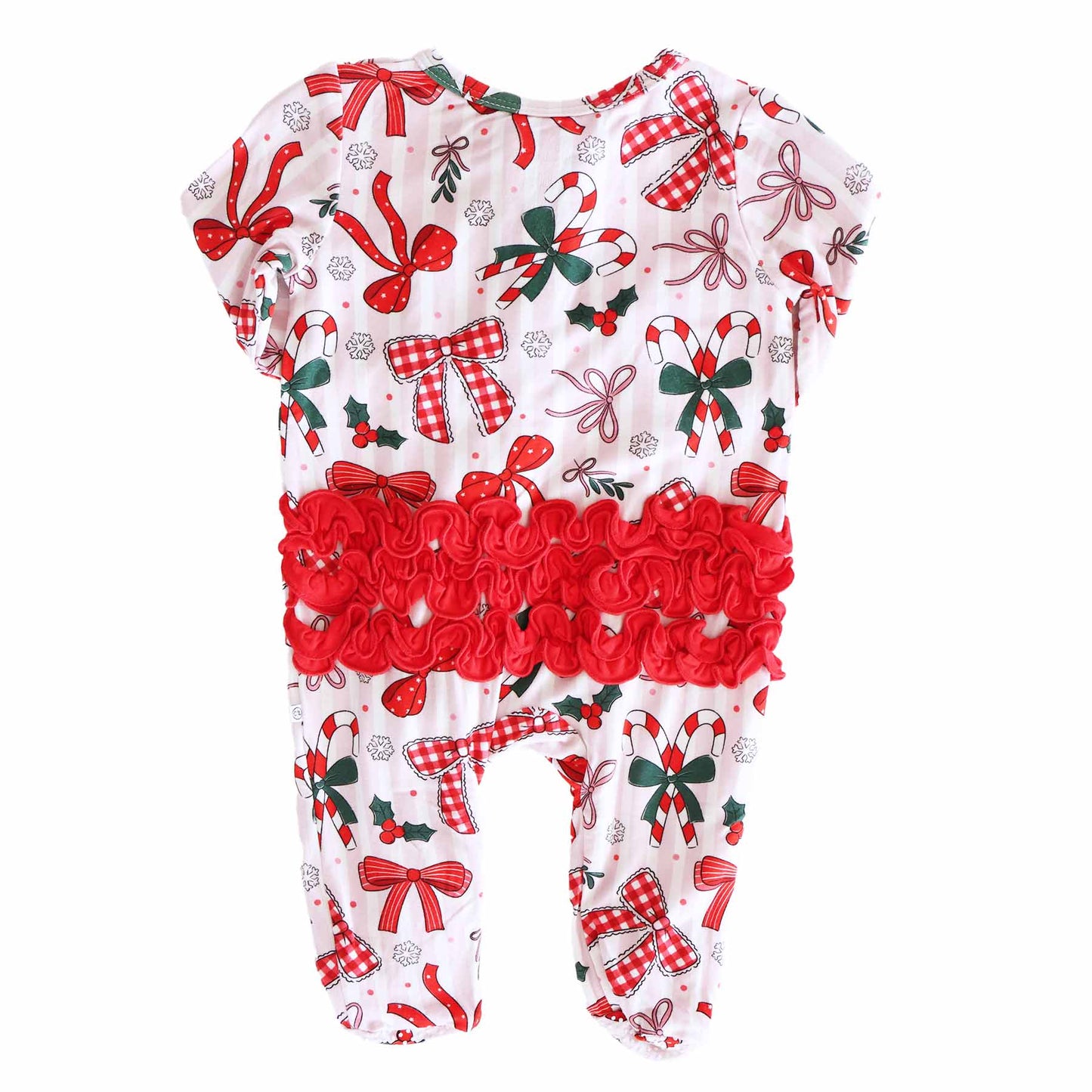 Christmas Bamboo Zipper Footies - Bow What Fun