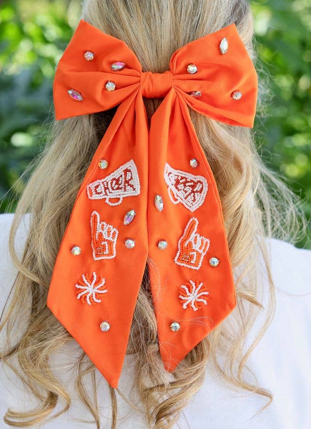 Cheer Them On Hair Bow- Orange