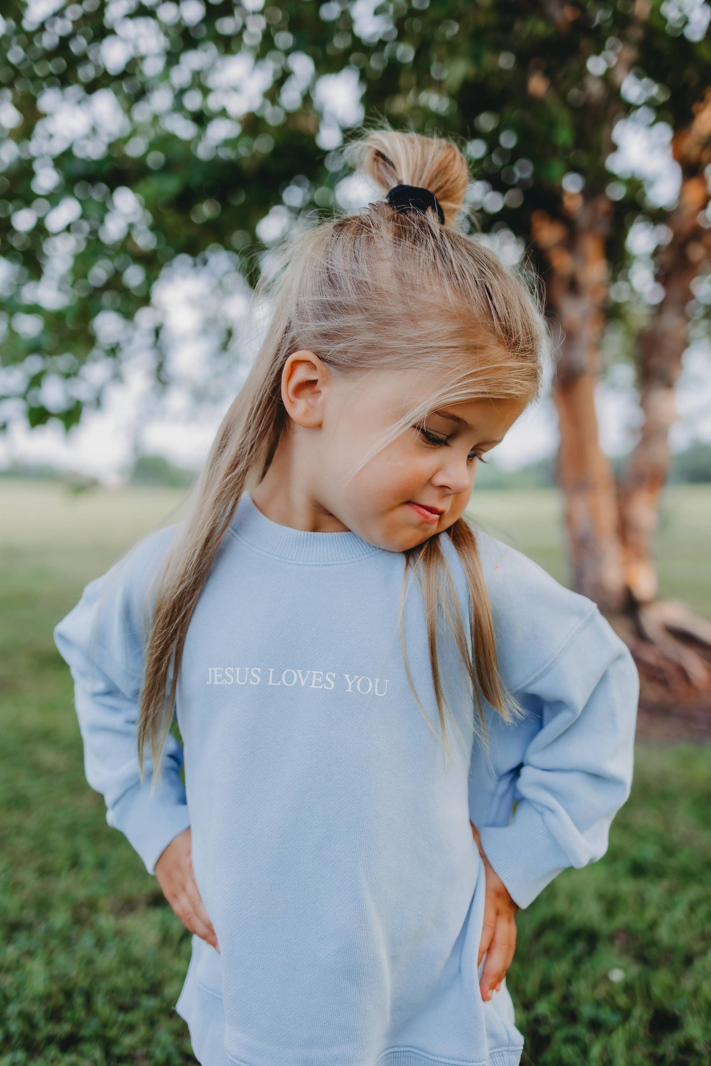 Jesus Loves You French Terry Crewneck in Blue