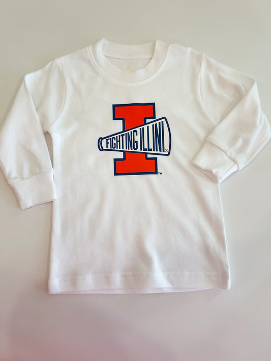 Illini Megaphone Graphic Shirt - white long sleeve