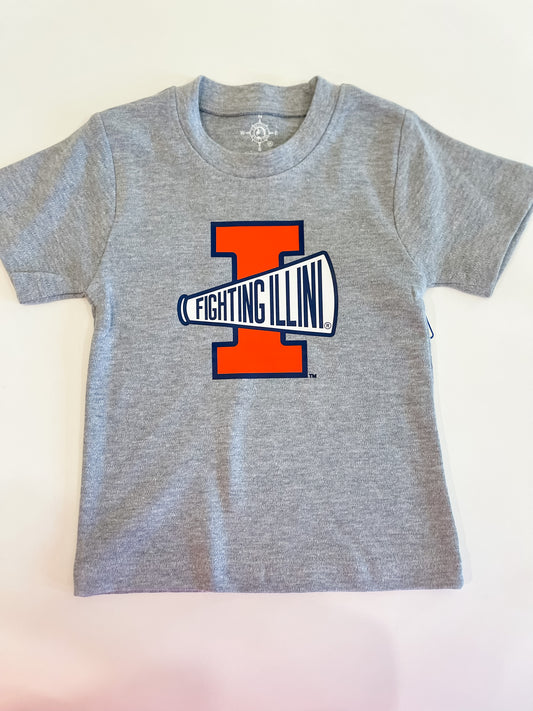 Illini Megaphone Graphic Shirt - heather gray short sleeve