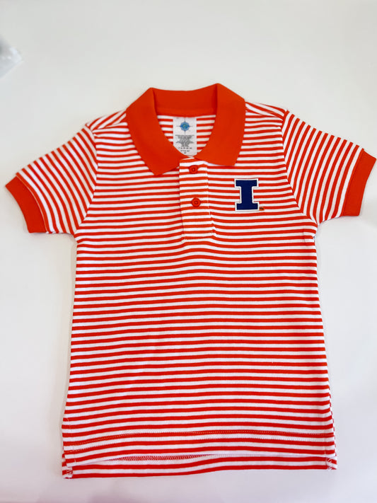Illini Stripe Polo Shirt - Orange Stripe