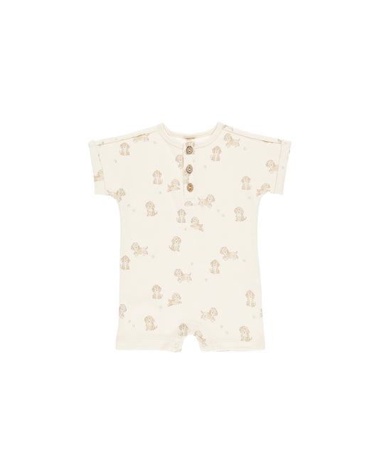 Short Sleeve Romper - Puppies