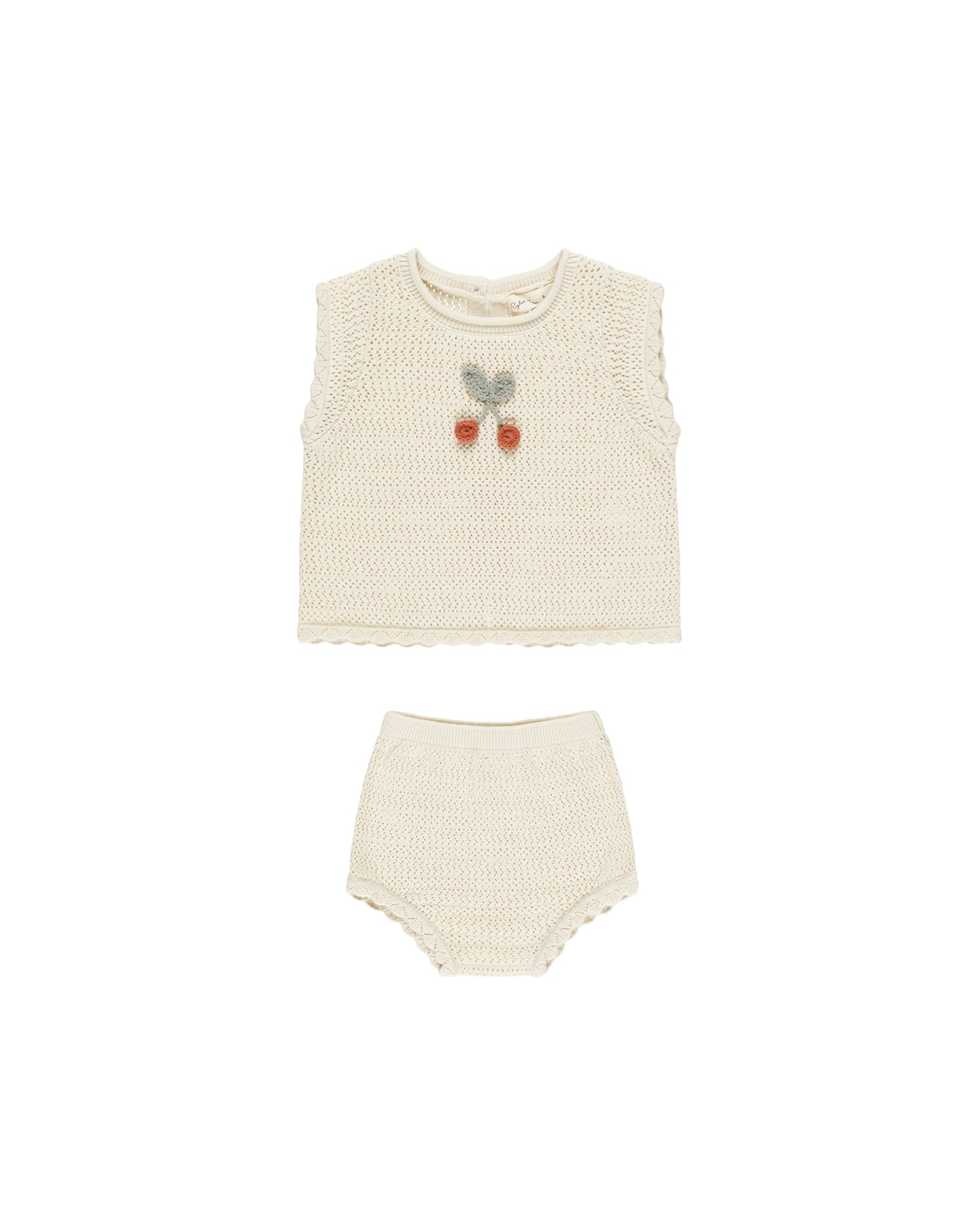 Cherry Scallop Knit Baby Set