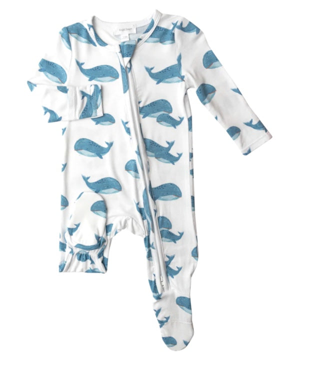 Zipper Footie - Blue Whales