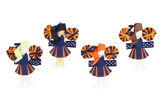 Cheerleader Hair Clip - Navy/Orange