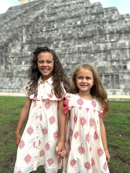 Floral Embroidered Shirt Dress - Chichen Itza