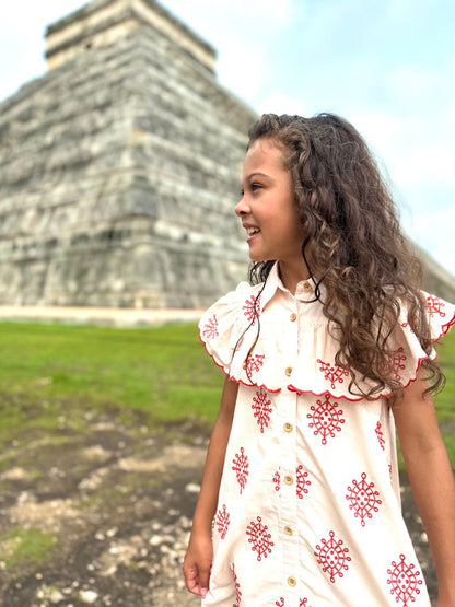 Floral Embroidered Shirt Dress - Chichen Itza