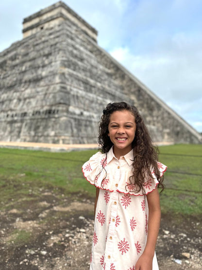 Floral Embroidered Shirt Dress - Chichen Itza