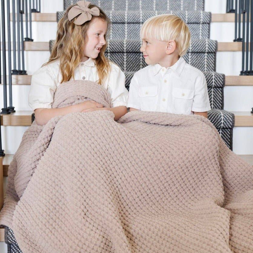 Waffle Knit Toddler Blanket: Wheat